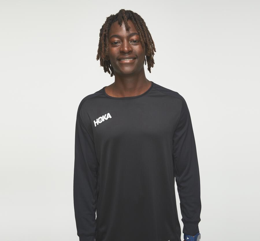 Hoka One One Top Herre - Performance 3/4 Sleeve - Sort - 209476DFM